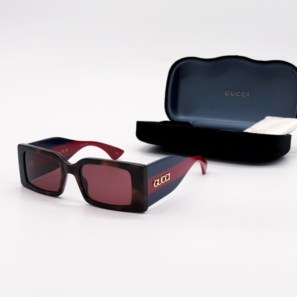 NEW GUCCI GG1860S 002 HAVANA BLUE RED UNISEX SUNGLASSES GUCCI - Picture 2 of 12
